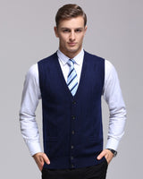 Herrenweste ärmellos, gerippt, formaler Stil - Edgar in Blau