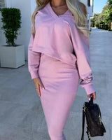 Andrea™ - Lässiges Sweatshirt und Kleid Set in Rosa