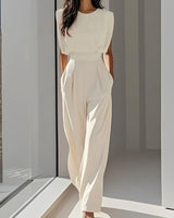 Bernice - Lässiger Ärmelloser Jumpsuit in Weiß