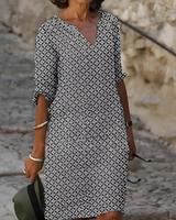 Kristina - Stilvolles Midikleid mit halblangen Ärmeln für Damen in Grau