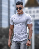 Kurzärmeliges Herren-T-Shirt mit Rundhalsausschnitt - Luis in Grau