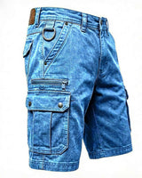 Lars | Funktionale Denim-Cargo-Shorts in Blau