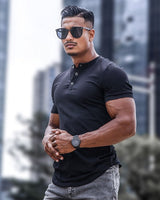 Kurzärmeliges Herren-T-Shirt mit Rundhalsausschnitt - Luis in Schwarz