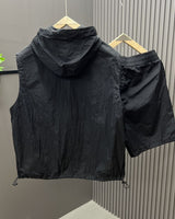 Ärmelloses Herrenwesten-Set leichte Utility Style Kapuze - Pedro in Schwarz