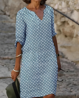 Kristina - Stilvolles Midikleid mit halblangen Ärmeln für Damen in Blau