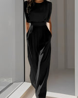 Bernice - Lässiger Ärmelloser Jumpsuit in Schwarz