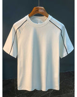 Herren-T-Shirt aus Baumwolle mit Ziernähten im lässigen Stil - David in Weiß