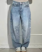 Sami - Stilvolle Weitbein-Jeans mit Glitzer in Blau
