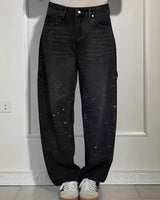 Sami - Stilvolle Weitbein-Jeans mit Glitzer in Schwarz