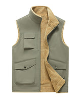 Fleecegefütterte Herrenweste mit mehreren Taschen im Outdoor-Stil - Owen in Khaki