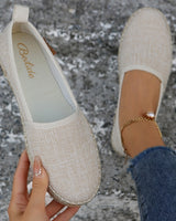 Espadrilles für Frauen aus Segeltuch grau rutschfeste Jutesohle - Mireia in Beige
