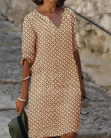 Kristina - Stilvolles Midikleid mit halblangen Ärmeln für Damen in Braun