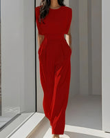 Bernice - Lässiger Ärmelloser Jumpsuit in Rot