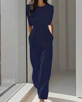 Bernice - Lässiger Ärmelloser Jumpsuit in Blau