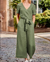 Gabriella - Lässiger Jumpsuit mit Gürtel für Damen in Grün