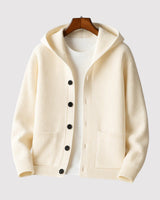 HIDEAKI | Luxuriöser Kapuzencardigan in Off-White