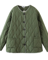 Daniela | Damen Freizeit-Steppjacke mit Knopfleiste in Grün