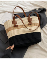 Geflochtene Shopper-Tasche für Damen im Sommer-Stil - Loretta in Schwarz