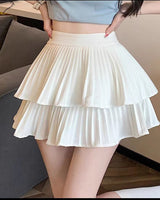 Damen Minirock aus Chiffon mit Falten und ausgestelltem Schnitt - Maëlle in Weiß