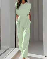 Bernice - Lässiger Ärmelloser Jumpsuit in Grün