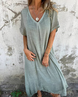 Rachel - Bequemes, locker sitzendes Kleid für Damen in Grün