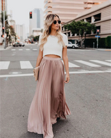 Imke | Damen Plisseerock Maxi Hohe Taille Faltenrock in Rosa
