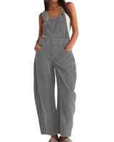 Imogen | Damen Latzhose Overall mit Weitem Bein in Grau