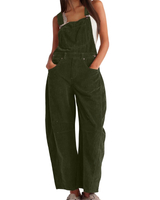 Imogen | Damen Latzhose Overall mit Weitem Bein in Olivgrün