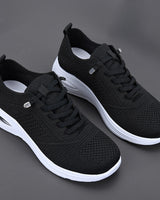 Ingrid | Damen Plateau Sneaker mit Schnürung in Schwarz