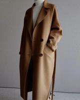 Ingrid | Damen Schicke Lange Winterjacke mit Kragen in Karamell