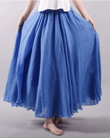 Ingrid | Damen Weit Schwingender Maxirock Elastischer Bund in Blau