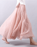 Ingrid | Damen Weit Schwingender Maxirock Elastischer Bund in Rosa