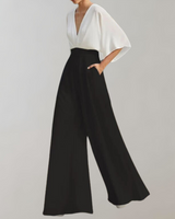 Iolanthe | Damen Wide Leg V-Ausschnitt Jumpsuit in Mehrfarbig