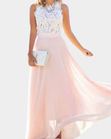 Irena | Damen Rosa Cocktailkleid mit Spitze und Chiffon in langer Ausführung in Rosa