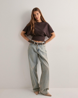 Isidora | Damen Oversized Kurzarm T-Shirt in Braun