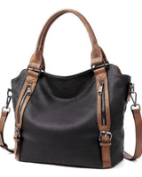 Isolde | Damen Hobo Bag Schultertasche in Schwarz Mit Braun