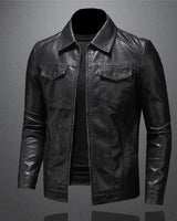 Jacke Herren Schwarz in Lederoptik in Schwarz