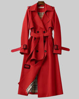 Amira | Damen Klassischer Trenchcoat mit Gürtel für den Winter in Rot