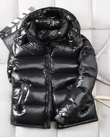 Jannik | Herren Winterjacke Mit Kapuze, Glänzendem Design Und Reißverschluss in Schwarz