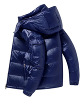 Jannik | Herren Winterjacke Mit Kapuze, Glänzendem Design Und Reißverschluss in Blau