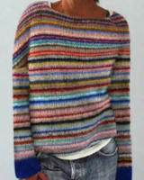 Jasmin | Damen Retro Pullover mit Norweger Muster und Strick in Mehrfarbig