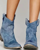 Jasmina | Damen Orthopädische Stiefeletten aus Wildleder mit Western Stil und  Absatz in Blau