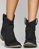 Jasmina | Damen Orthopädische Stiefeletten aus Wildleder mit Western Stil und  Absatz in Schwarz