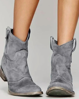 Jasmina | Damen Orthopädische Stiefeletten aus Wildleder mit Western Stil und  Absatz in Grau