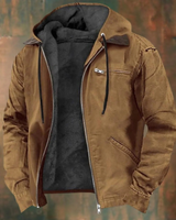 Jasper | Herren Winterjacke mit Fleece, Kapuze und Reißverschluss für Outdoor in Braun