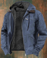 Jasper | Herren Winterjacke mit Fleece, Kapuze und Reißverschluss für Outdoor in Blau