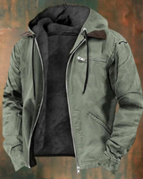 Jasper | Herren Winterjacke mit Fleece, Kapuze und Reißverschluss für Outdoor in Grün