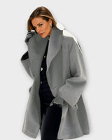 Julia | Damen Oversized Wintermantel im modernen Stil in Grau