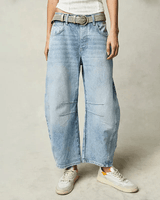Jeans Damen Barrel Leg High Waist in Hellblau