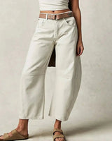 Jeans Damen Barrel Leg High Waist in Weiß